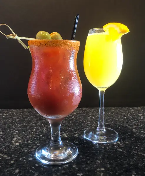 A Bloody Mary and a Mimos alcoholic beverage at Tamiami Tavern in Punta Gorda FL